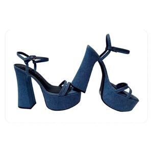 New Gianni Bini Size 9‎ Denim Strappy Platform Dress Sandals New
